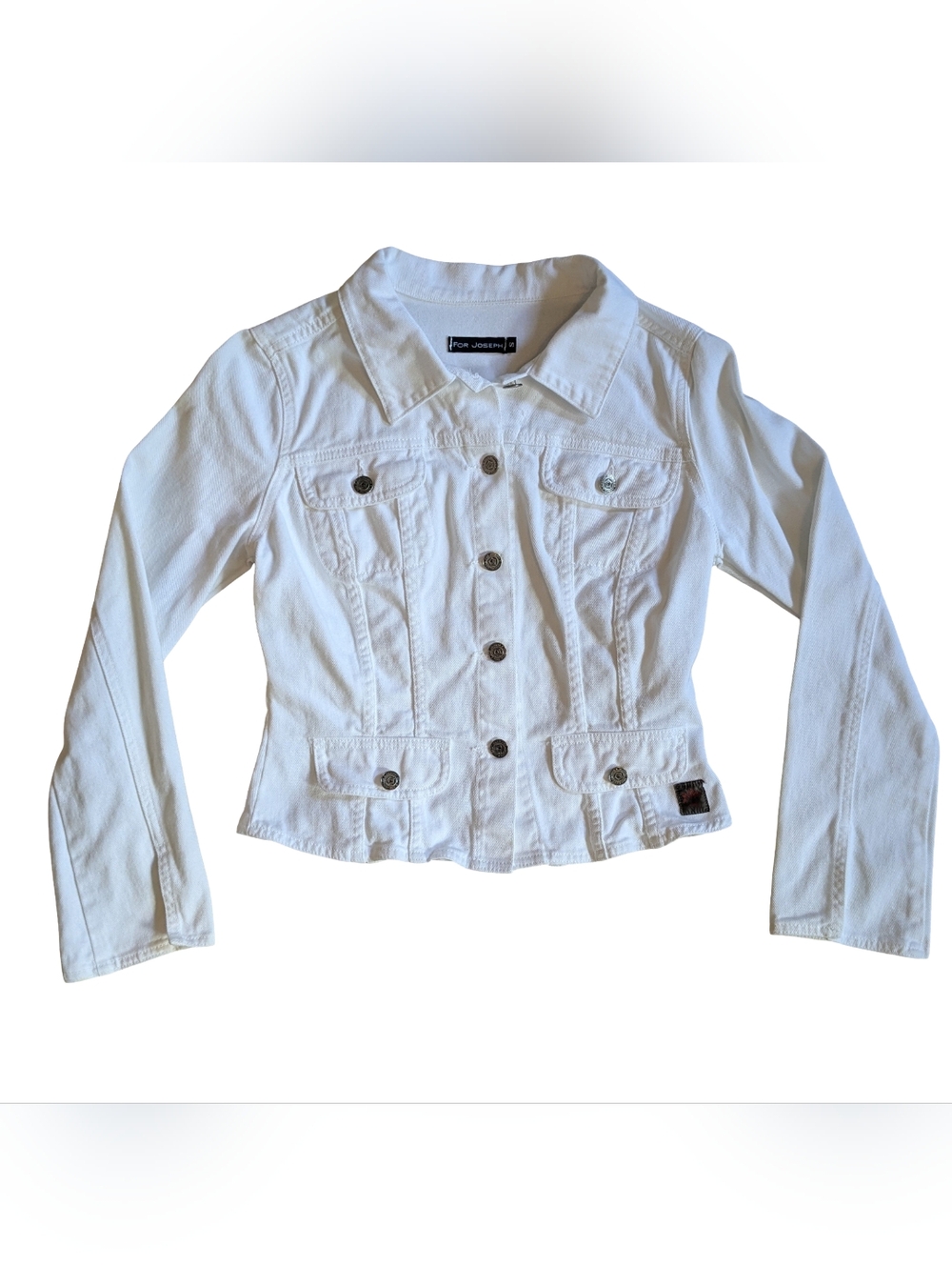 Vintage 80-90s White Jean Denim Jacket Cropped Fitted For Joseph S Classic